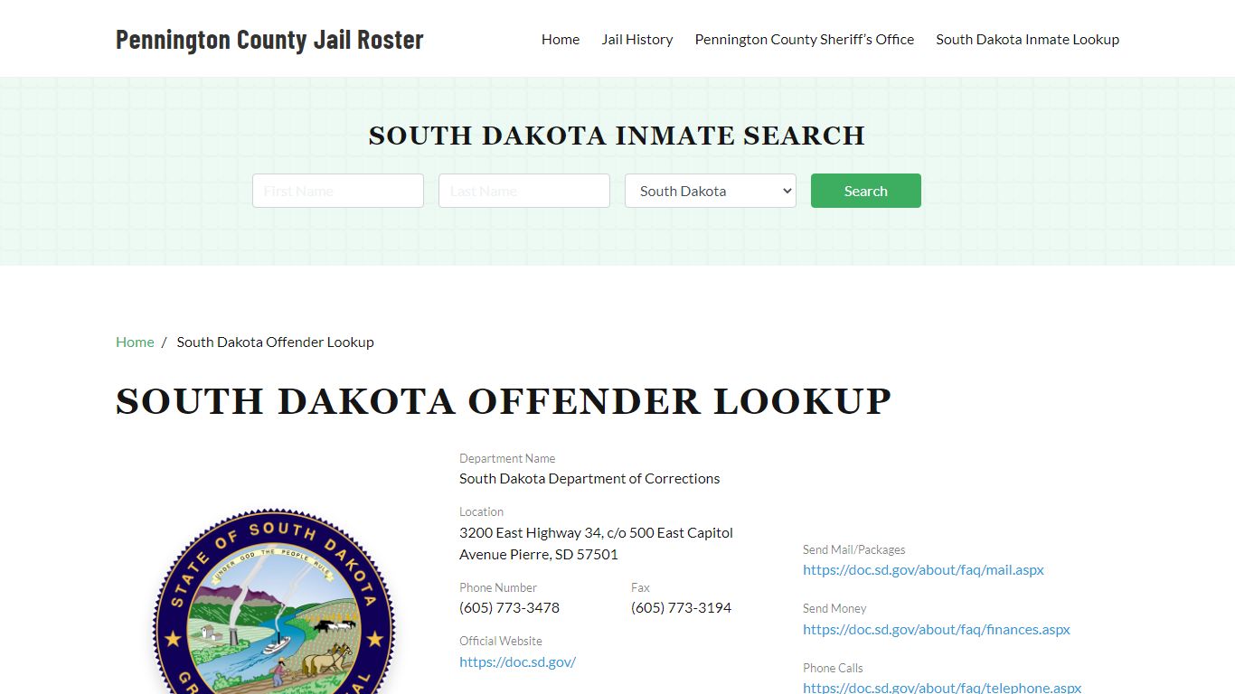 South Dakota Inmate Search, Jail Rosters - Pennington County Jail