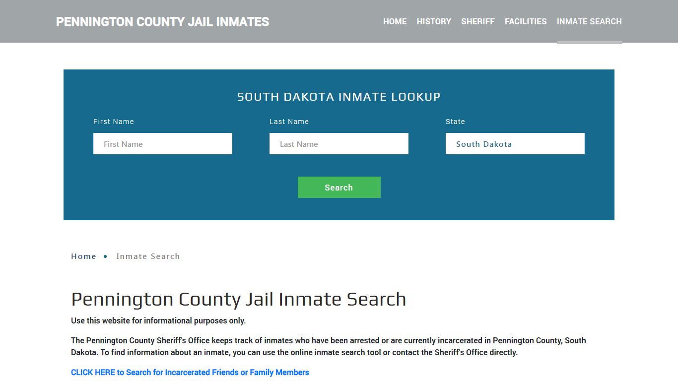 Pennington County, SD Detainee Lookup