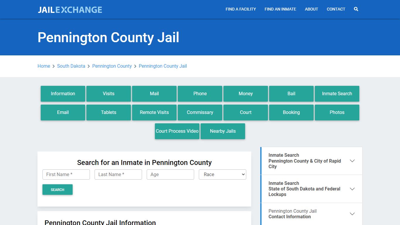 Pennington County Jail Roster Lookup, SD, Inmate Search