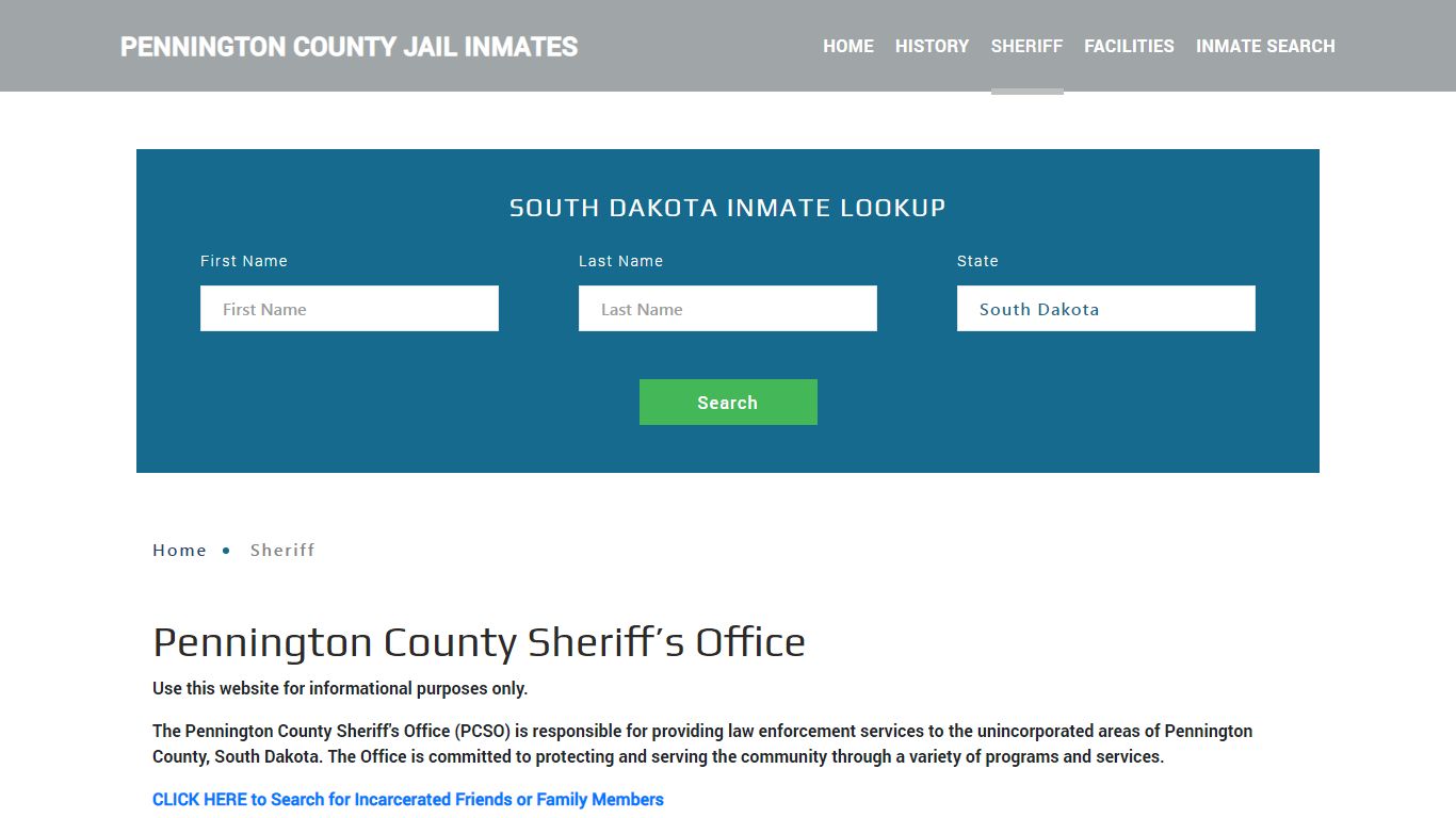 Pennington County Sheriff, SD Arrest Warrant Lookup