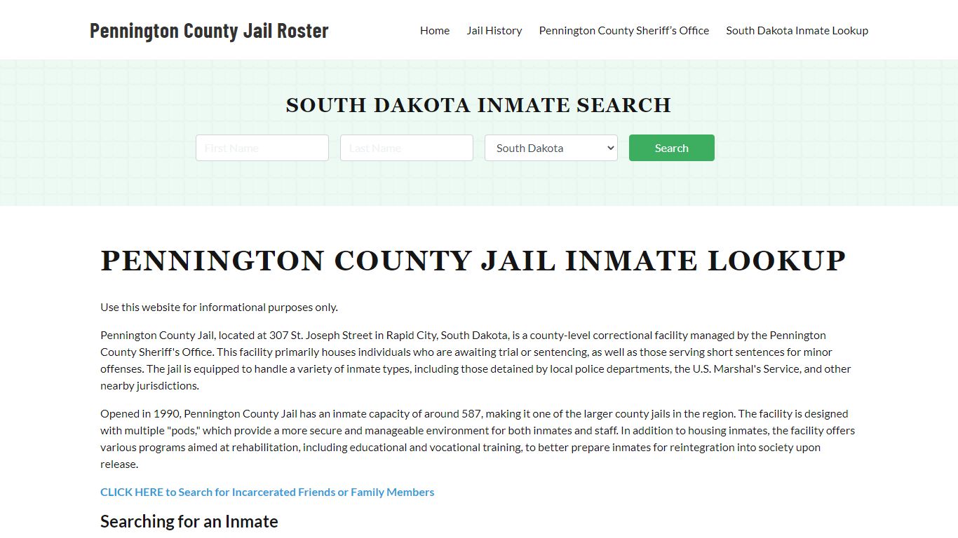 Pennington County Jail Roster Lookup, SD, Inmate Search