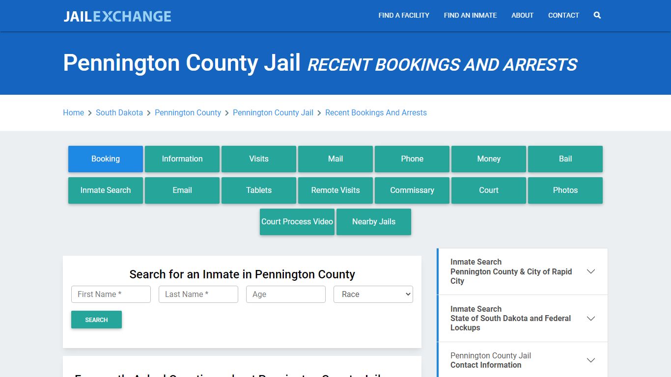 Pennington County Jail Recent Bookings And Arrests - Jail Exchange